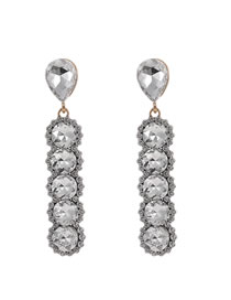 Fashion White Alloy Diamond Earrings With Round Diamonds