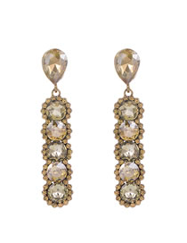 Fashion Champagne Alloy Diamond Earrings With Round Diamonds