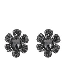 Fashion Black Alloy Diamond Flower Ear Clip