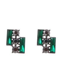 Fashion Green Alloy Diamond Geometric Shape Earrings