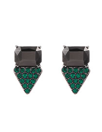 Fashion Green Alloy Diamond Earrings