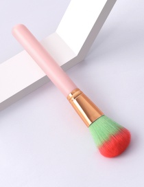 Fashion Single-pink Gold-green Red-loose Powder Color Makeup Brush With Wooden Handle And Aluminum Tube Nylon Hair