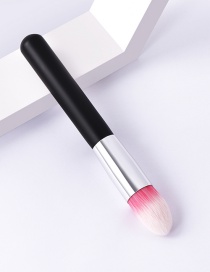 Fashion Single-black Silver-flame Color Makeup Brush With Wooden Handle And Aluminum Tube Nylon Hair