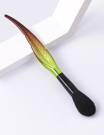 Fashion Single Branch-leaf-green Black-flame Color Makeup Brush With Wooden Handle And Aluminum Tube Nylon Hair