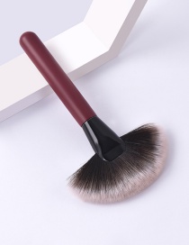 Fashion Single Branch-burgundy-big Fan Color Makeup Brush With Wooden Handle And Aluminum Tube Nylon Hair