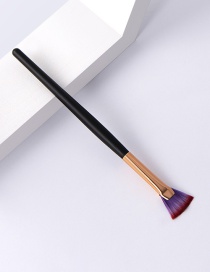 Fashion Single-purple-small Fan Color Makeup Brush With Wooden Handle And Aluminum Tube Nylon Hair