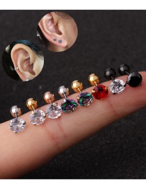 Fashion Rose Gold Color Color-white (3mm) 3-claw Stainless Steel Screw Inlaid Zircon Geometric Earrings (1 Price)