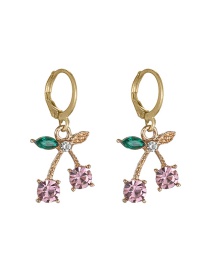Fashion Pink Earrings Cherry Diamond Alloy Earring Necklace