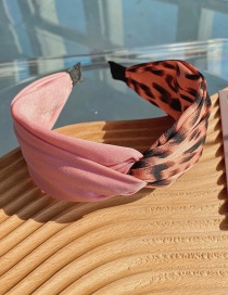 Fashion Leopard Pink Leopard Polka Dot Cross Contrast Color Wide-brim Hairband