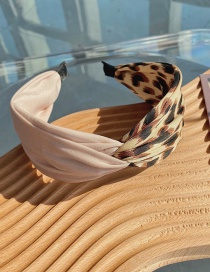 Fashion Leopard Beige Leopard Polka Dot Cross Contrast Color Wide-brim Hairband