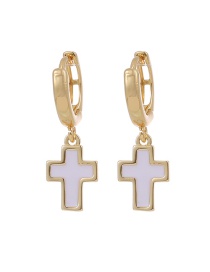 Fashion Gold Color Copper Cross Earrings