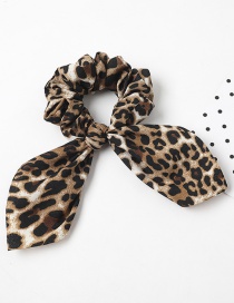 Fashion Pure Leopard Rabbit Ears-deep Coffee Snake Leopard Print Chiffon Dovetail Bow Hair Rope