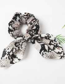 Fashion Snake Pattern Rabbit Ears-light Coffee Snake Leopard Print Chiffon Dovetail Bow Hair Rope