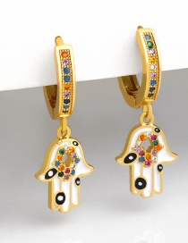 Fashion Palm Gold-plated Diamond Earrings