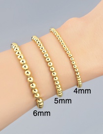 Fashion Gold Color 4mm Handmade Beaded Round Bead Copper Gold-plated Stretch Bracelet