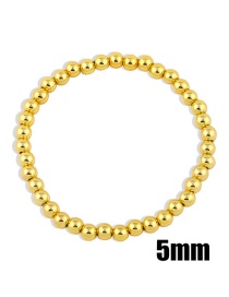 Fashion Gold Color 5mm Handmade Beaded Round Bead Copper Gold-plated Stretch Bracelet