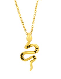 Fashion Black Diamond Snake-shaped Gold-plated Necklace With Diamonds