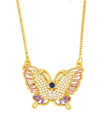Fashion Fancy Diamond Butterfly Micro Inlaid Zircon Gold-plated Hollow Necklace