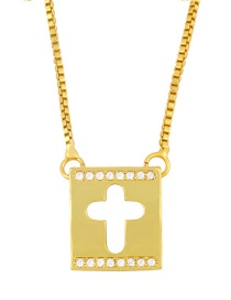 Fashion Cross Love Square Cross Geometry Pendant Diamond Necklace