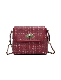 Fashion Red Striped Chain Lock Diagonal Shoulder Bag