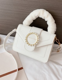 Fashion White Lock Flap Embroidered Thread Crossbody Shoulder Bag