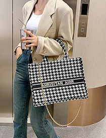 Fashion Black Check Chain Print Shoulder Bag