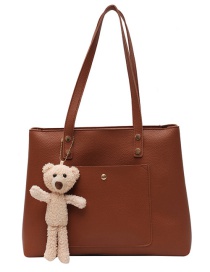 Fashion Brown Stitching Solid Color Large-capacity Single-shoulder Mother And Daughter Bag