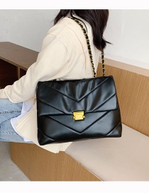 Fashion Black Stitching Chain Lock Diagonal Shoulder Bag