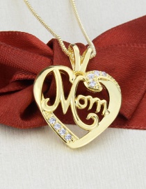 Fashion Gold Color-plated White Zirconium Heart Shaped Letter Diamond Hollow Pendant Necklace
