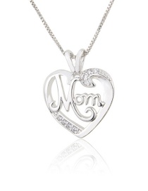Fashion Platinum Plated White Zirconium Heart Shaped Letter Diamond Hollow Pendant Necklace