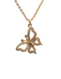 Fashion Butterfly 2o Sub Chain Gold Color Micro Zircon Butterfly Pendant Necklace