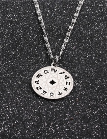 Fashion Twelve Constellations Just Color 3 Stainless Steel Chain Constellation Hollow Round Necklace