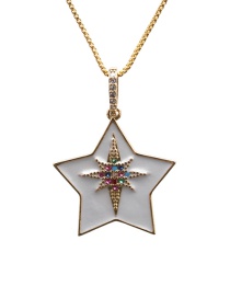Fashion Star O Child Chain Gold Color Six-pointed Star Oil Drop Diamond Love Pendant Necklace