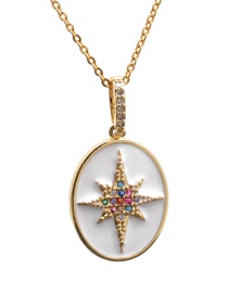 Fashion Six-pointed Star O Child Chain Gold Color Six-pointed Star Oil Drop Diamond Love Pendant Necklace