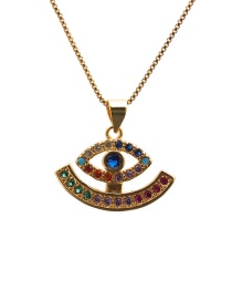 Fashion Demon Eye 2 Gold Color Box Chain Zodiac Micro Inlaid Zircon Eye Hollow Pendant Necklace
