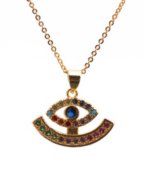 Fashion Devils Eye 2o Sub-chain Gold Color Zodiac Micro Inlaid Zircon Eye Hollow Pendant Necklace