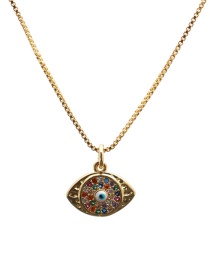 Fashion Demon Eye 10 Gold Coloren Box Chain Zodiac Micro Inlaid Zircon Eye Hollow Pendant Necklace