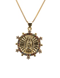 Fashion Goddess 2 Box Chain Necklace Diamond Goddess Lace Geometric Hollow Pendant Necklace
