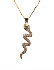 Fashion Snake 1 Box Chain Gold Color Micro-set Zircon Curved Snake-shaped Pendant Necklace