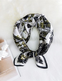 Fashion Compass Mulberry Silk Print Geometric Knotted Small Square Scarf