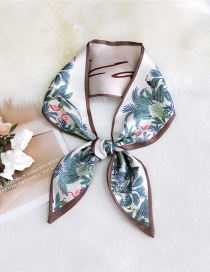 Fashion Forest Bird White Double-sided Sharp Corners Narrow Strip Printing Small Scarf