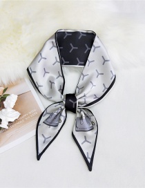 Fashion Y Package Black Double-sided Sharp Corners Narrow Strip Printing Small Scarf