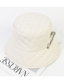 Fashion Beige Down Lightweight Fabric Checked Paperclip Fisherman Hat