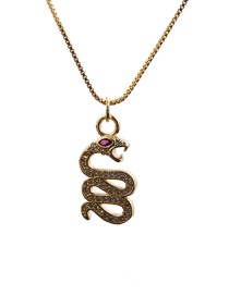Fashion Snake 12 Box Chain Gold Color Micro-inlaid Zircon Curved Serpentine Pendant Necklace