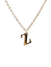 Fashion Gold Coloren Z Geometric Stainless Steel Letter Necklace