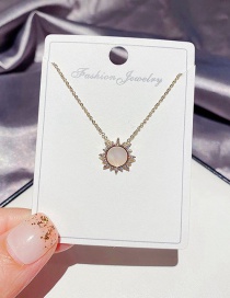Fashion Alloy Plated Micro-inlaid Zircon Natural Shell Small Sun Necklace