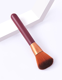 Fashion Single Claret Color Makeup Brush With Wooden Handle And Aluminum Tube Nylon Hair