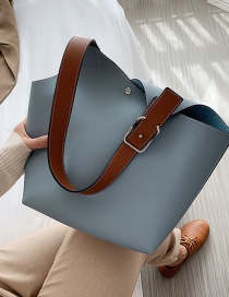 Fashion Blue Contrasting Color Balloon Wide Shoulder Strap One-shoulder Picture Bag