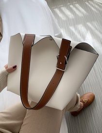 Fashion White Contrasting Color Balloon Wide Shoulder Strap One-shoulder Picture Bag