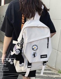 Fashion White Plus Pendant Buckle Letter Sticker Flap Backpack